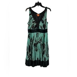 Ella Rose Black & Turquoise Dress, Size 14